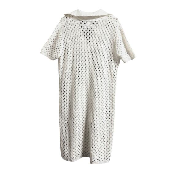 PrettyLittleThing White Eyelet Knit Polo Dress size XL - Picture 3 of 10